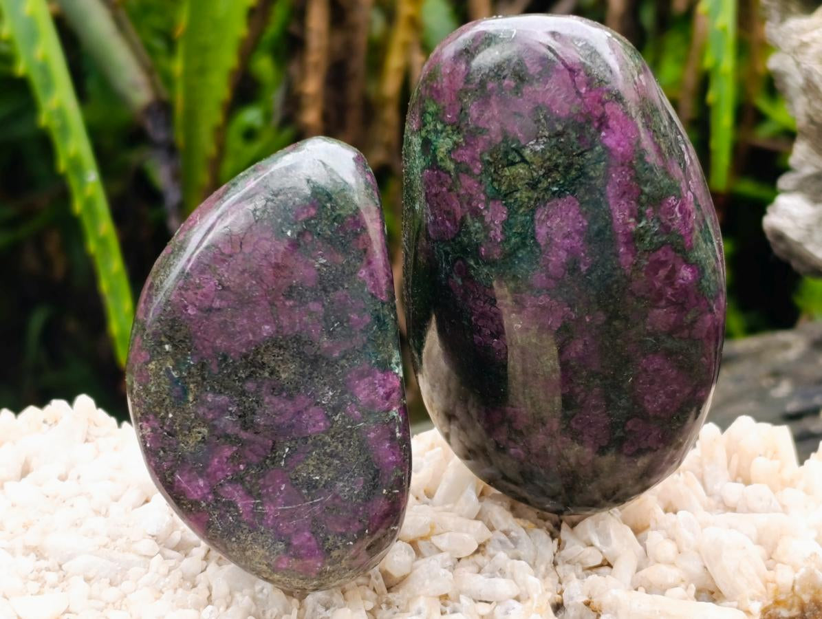 Polished Ruby Corundum In Chrome Verdite Standing Free Forms x 6 From Mutoko, Zimbabwe - Toprock Gemstones and Minerals 