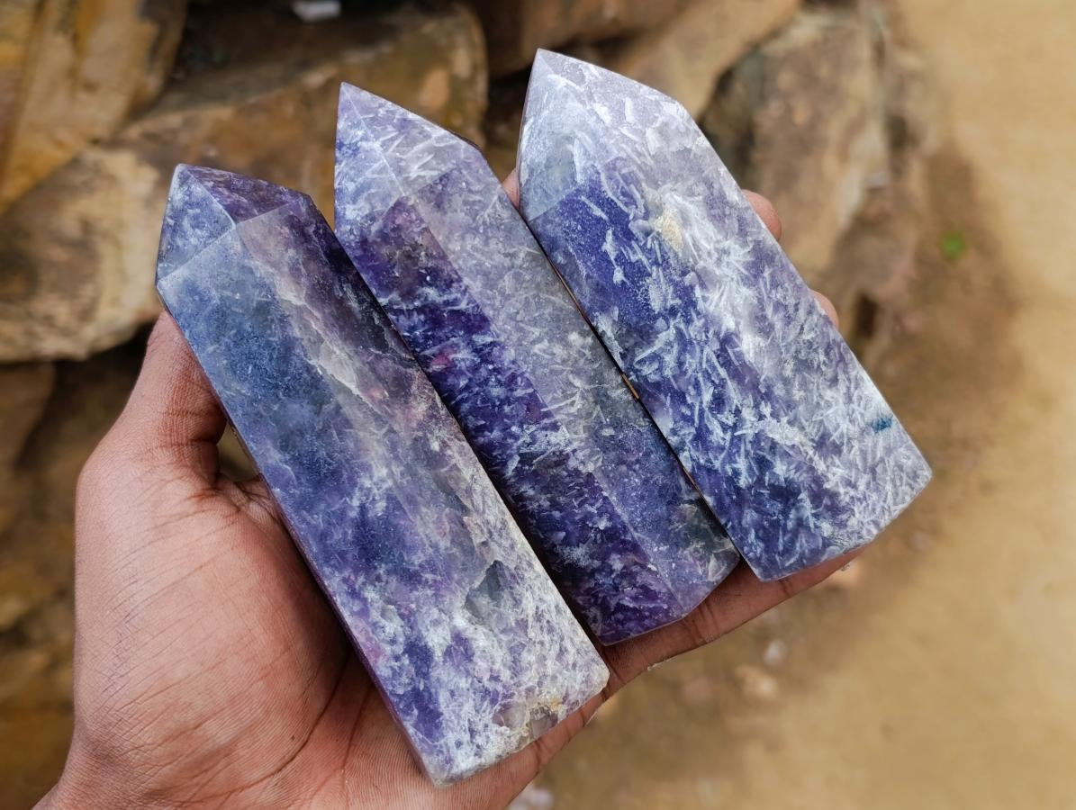 Polished Lepidolite Display Crystals x 6 From Ambatondrazaka, Madagascar - Toprock Gemstones and Minerals 