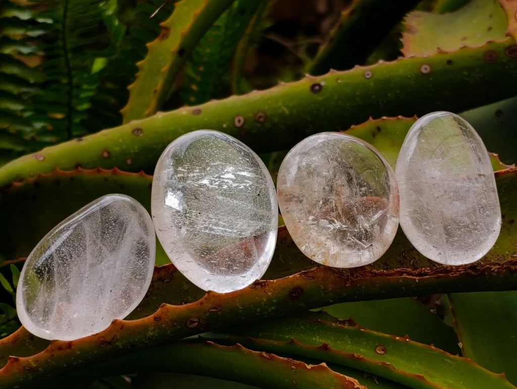 Polished Clear Quartz Crystal Galets Some with Limonite Veils x 40 From Madagascar - Toprock Gemstones and Minerals 