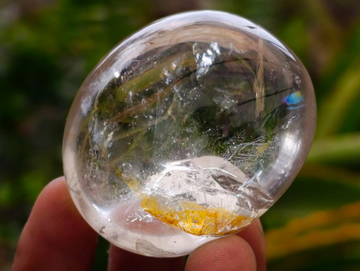 Polished Clear Quartz Crystal Galets Some with Limonite Veils x 40 From Madagascar - Toprock Gemstones and Minerals 