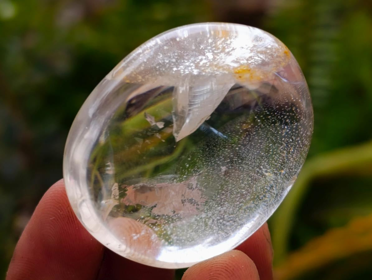 Polished Clear Quartz Crystal Galets Some with Limonite Veils x 40 From Madagascar - Toprock Gemstones and Minerals 