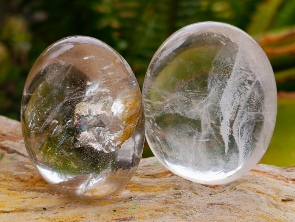 Polished Clear Quartz Crystal Galets Some with Limonite Veils x 40 From Madagascar - Toprock Gemstones and Minerals 