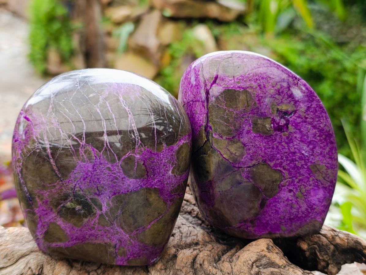 Polished Stichtite Standing Free Forms x 3 From Barberton, South Africa - Toprock Gemstones and Minerals 