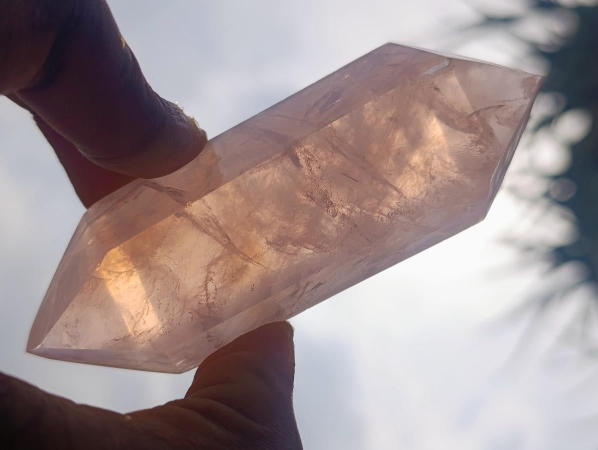 Polished Double Terminated Gemmy Rose Quartz Crystals x 12 From Madagascar - Toprock Gemstones and Minerals 