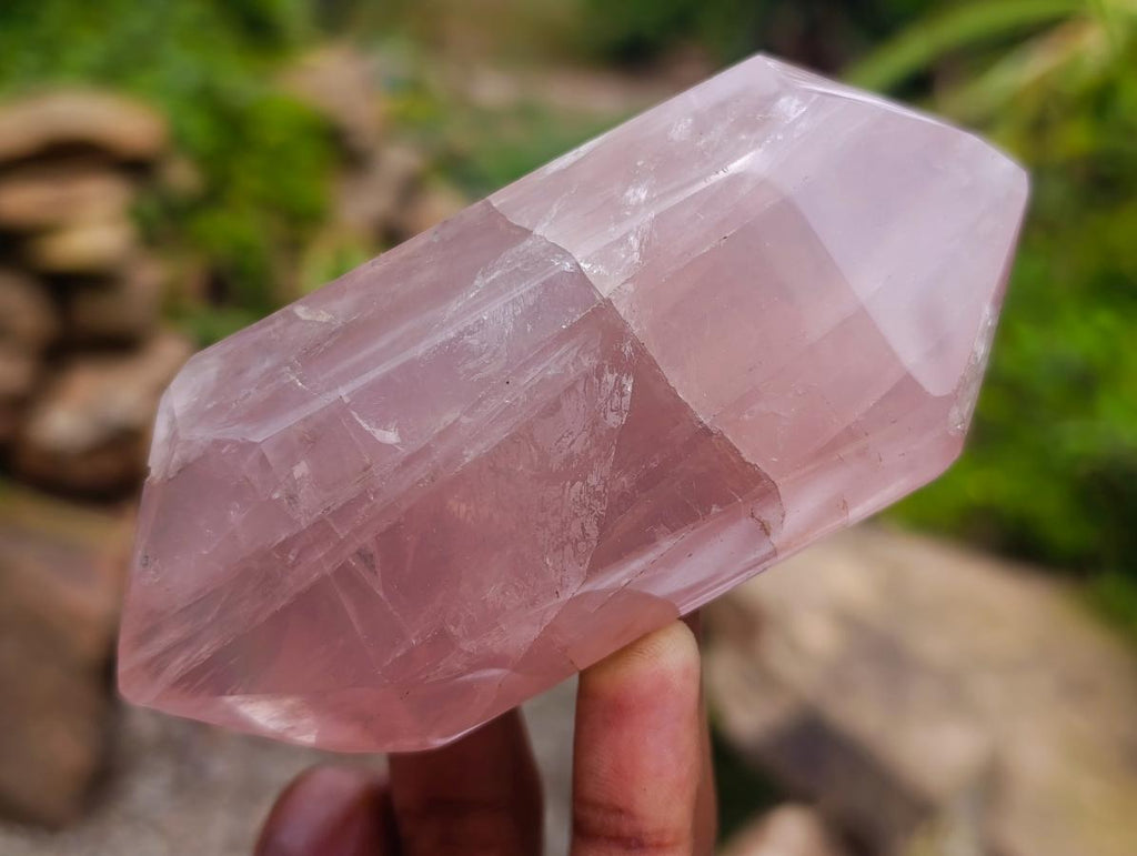 Polished Double Terminated Gemmy Rose Quartz Crystals x 12 From Madagascar - Toprock Gemstones and Minerals 