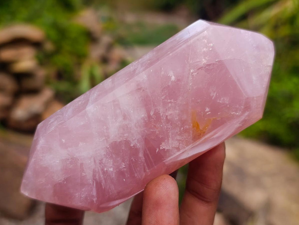 Polished Double Terminated Gemmy Rose Quartz Crystals x 12 From Madagascar - Toprock Gemstones and Minerals 