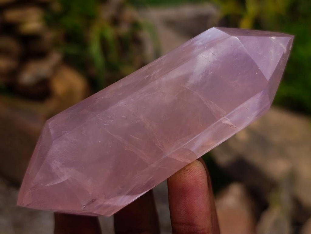 Polished Double Terminated Gemmy Rose Quartz Crystals x 12 From Madagascar - Toprock Gemstones and Minerals 