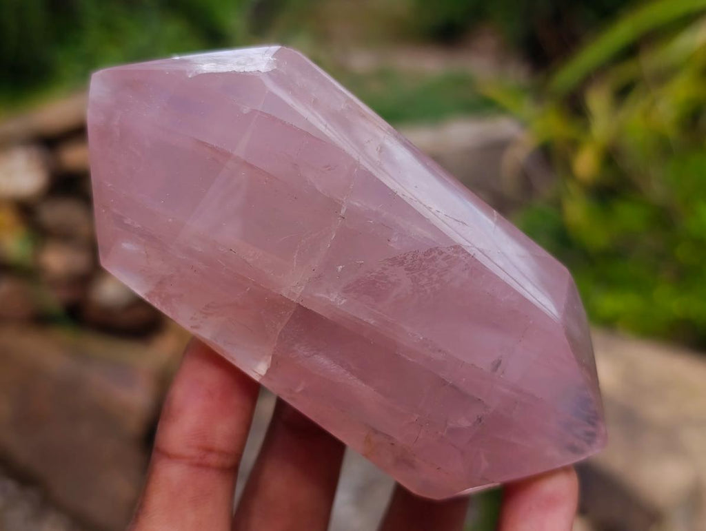 Polished Double Terminated Gemmy Rose Quartz Crystals x 12 From Madagascar - Toprock Gemstones and Minerals 