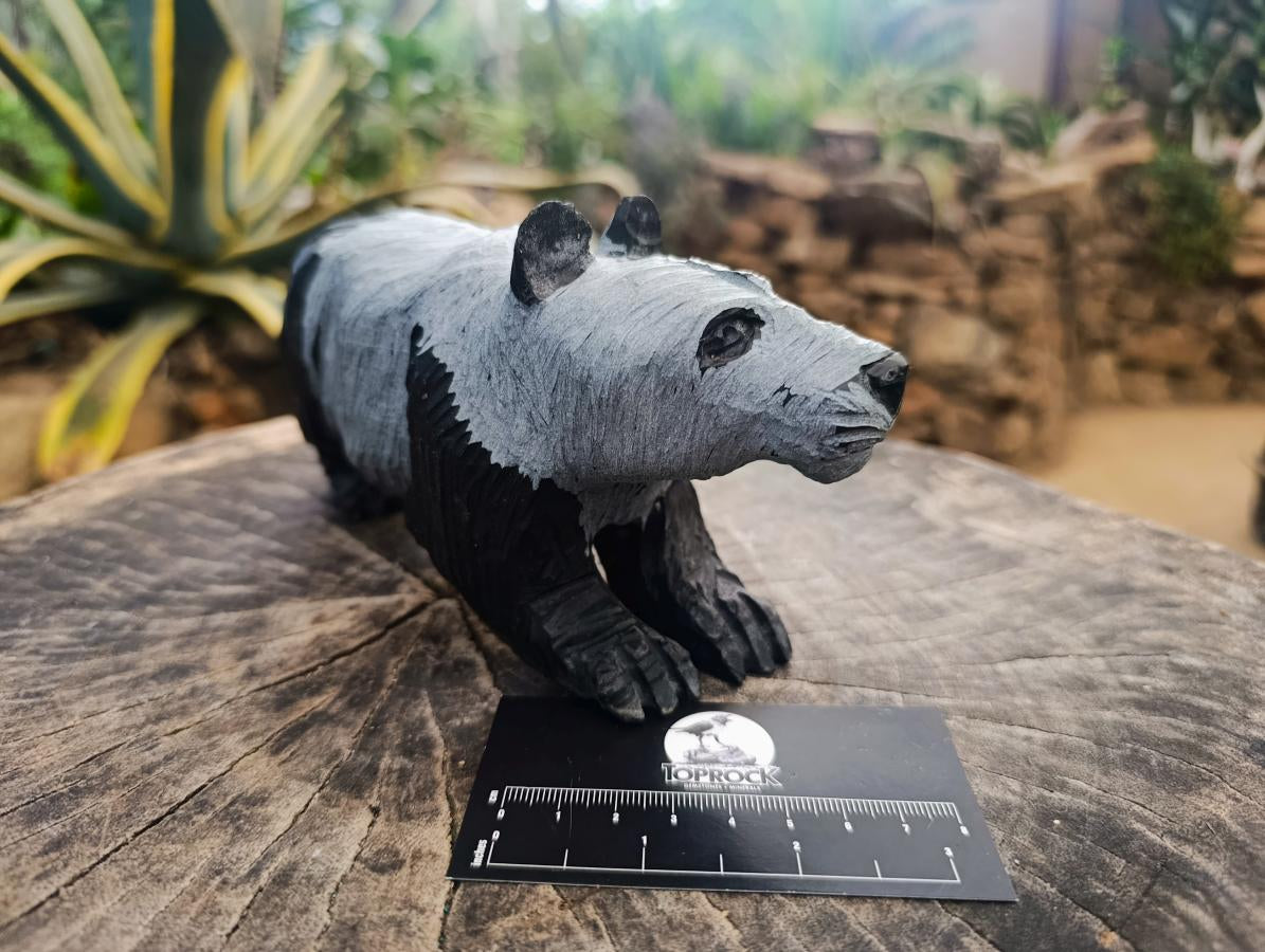 Handmade Large Panda Soapstone Carving x 1 From Zimbabwe - Toprock Gemstones and Minerals 