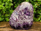 Polished Large Dark Purple Chevron Amethyst Standing Free Form x 1 From Zambia - Toprock Gemstones and Minerals 