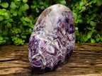 Polished Large Dark Purple Chevron Amethyst Standing Free Form x 1 From Zambia - Toprock Gemstones and Minerals 