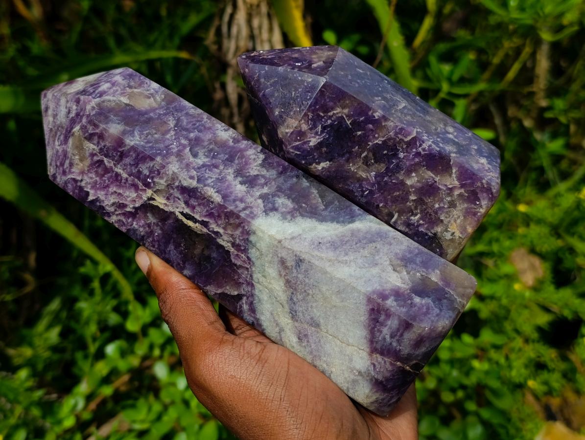 Polished Lepidolite Display Crystals x 2 From Ambatondrazaka, Madagascar - Toprock Gemstones and Minerals 