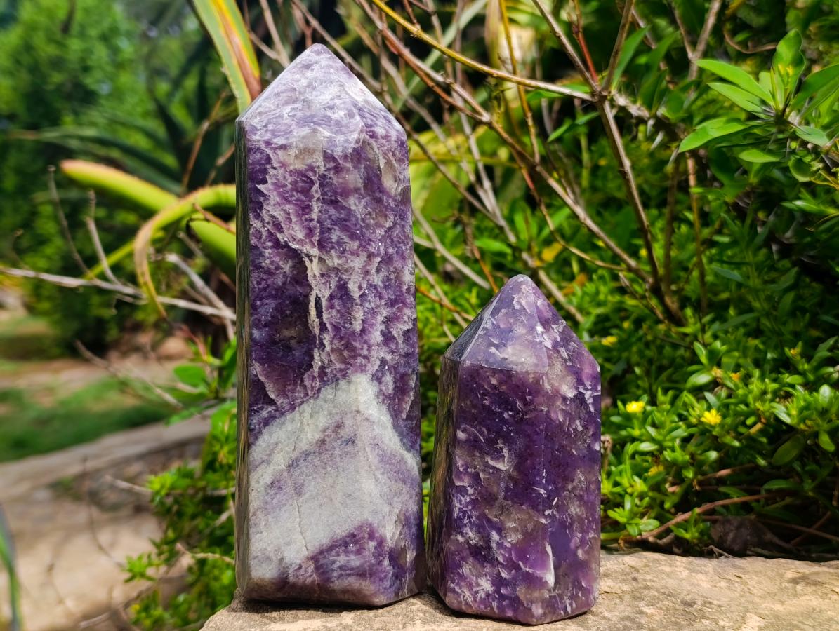 Polished Lepidolite Display Crystals x 2 From Ambatondrazaka, Madagascar - Toprock Gemstones and Minerals 