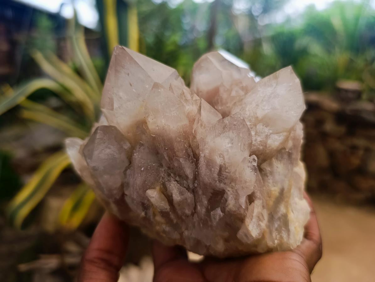 Natural Smokey Phantom Quartz Clusters x 2 From Luena, Congo - Toprock Gemstones and Minerals 