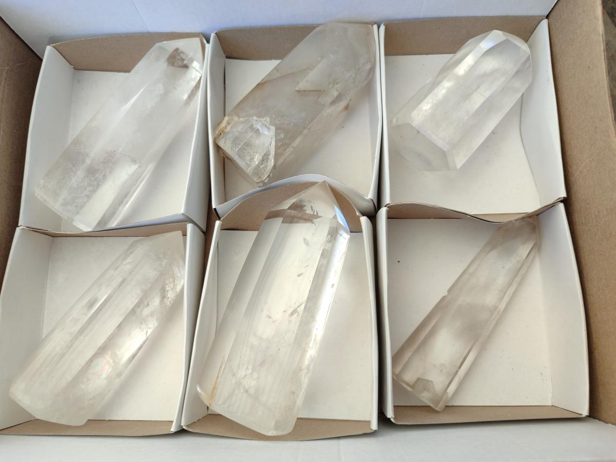 Polished Clear Quartz Display Crystals x 6 From Madagascar - Toprock Gemstones and Minerals 