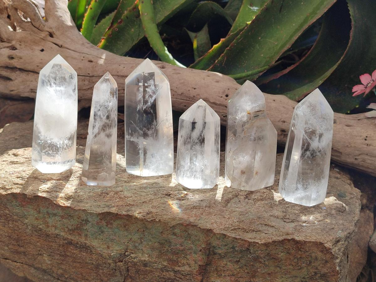 Polished Clear Quartz Display Crystals x 6 From Madagascar - Toprock Gemstones and Minerals 