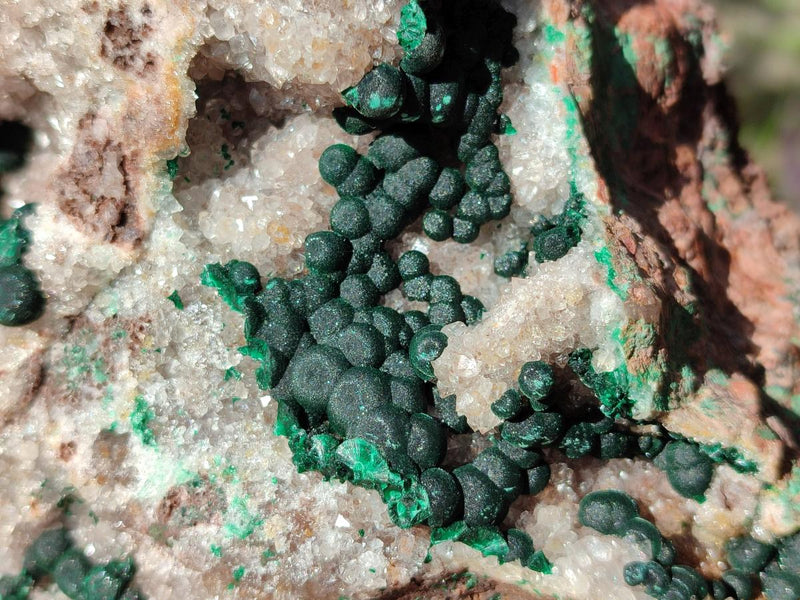 Natural Large Ball Malachite on Crystalline Quartz Dolomite Matrix x 1 From Mindingi Mine, Kambove, Congo - Toprock Gemstones and Minerals 
