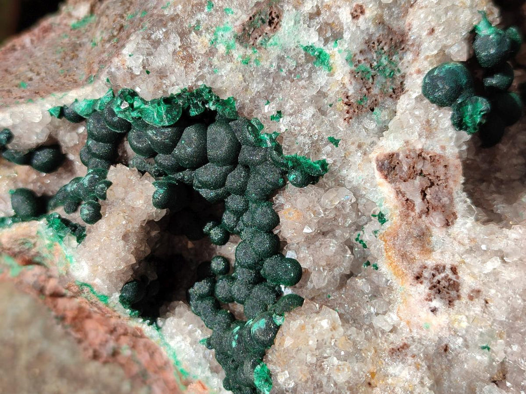 Natural Large Ball Malachite on Crystalline Quartz Dolomite Matrix x 1 From Mindingi Mine, Kambove, Congo - Toprock Gemstones and Minerals 