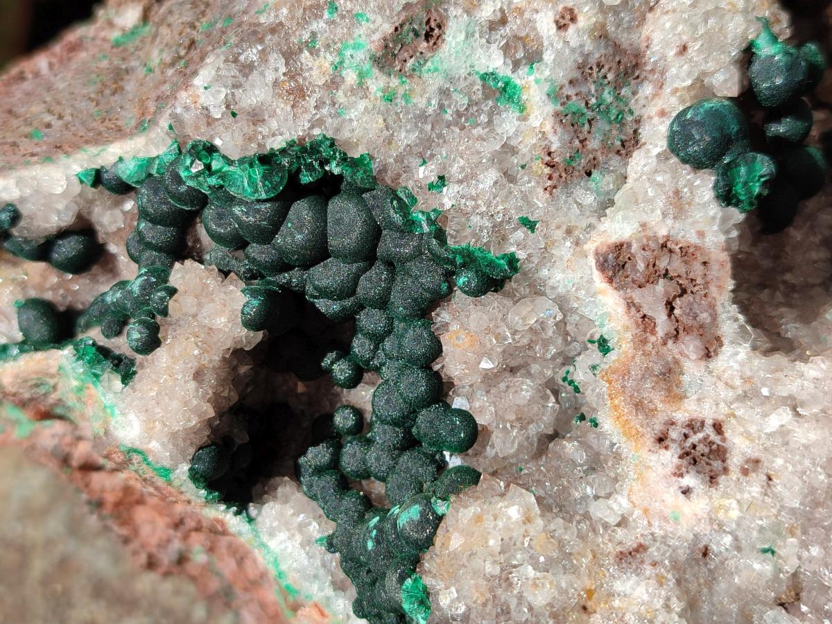 Natural Large Ball Malachite on Crystalline Quartz Dolomite Matrix x 1 From Mindingi Mine, Kambove, Congo - Toprock Gemstones and Minerals 