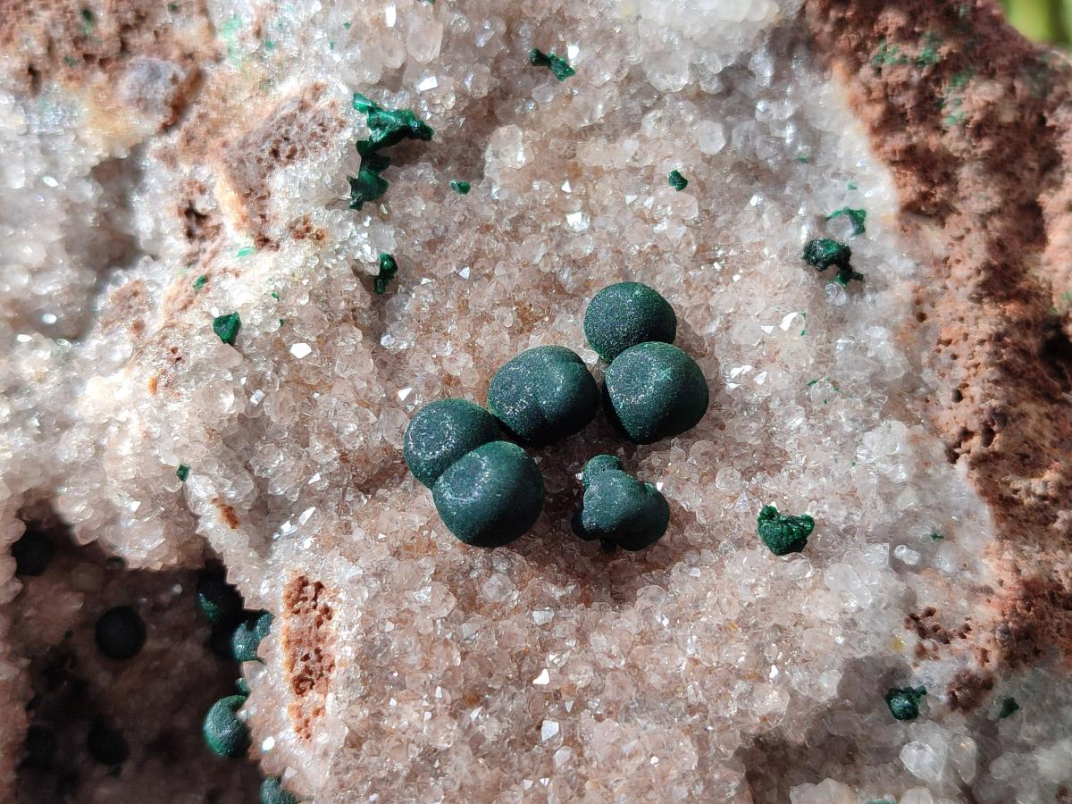 Natural Large Ball Malachite on Crystalline Quartz Dolomite Matrix x 1 From Mindingi Mine, Kambove, Congo - Toprock Gemstones and Minerals 