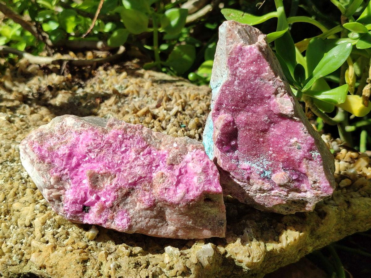 Natural Salrose Cobaltoan Dolomite with Malachite and Chrysocolla Specimens x 6 From Kakanda, Congo - Toprock Gemstones and Minerals 