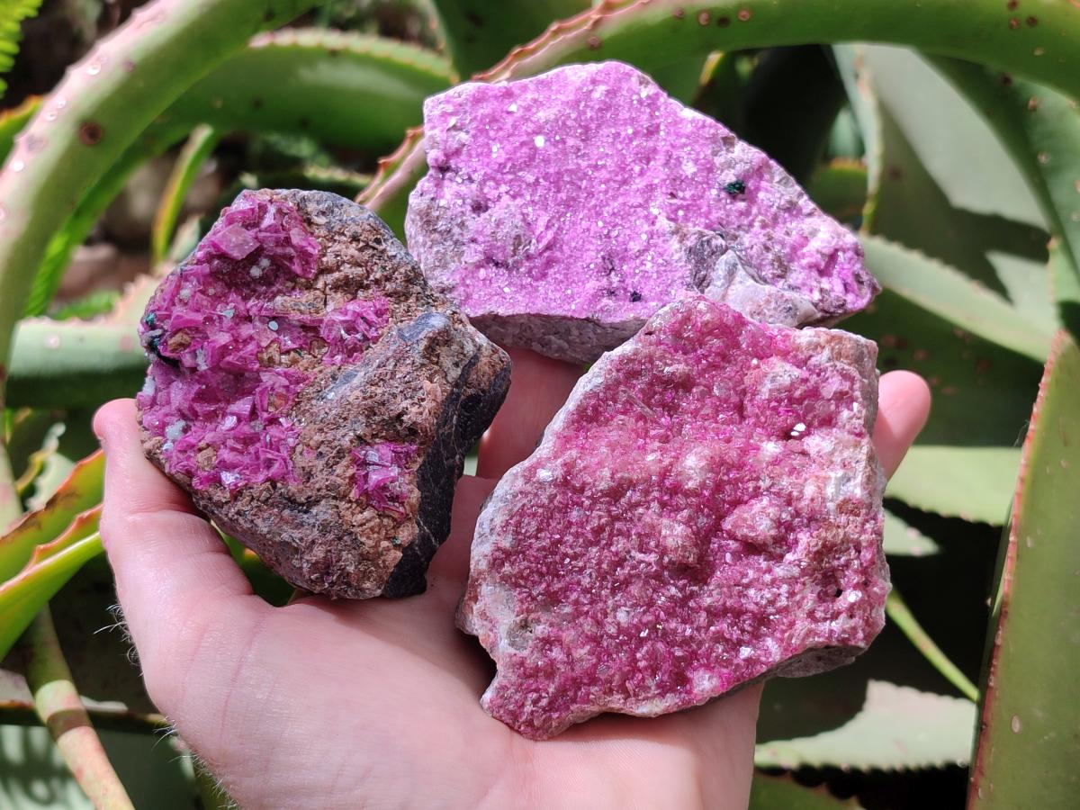 Natural Salrose Cobaltoan Dolomite with Malachite and Chrysocolla Specimens x 6 From Kakanda, Congo - Toprock Gemstones and Minerals 