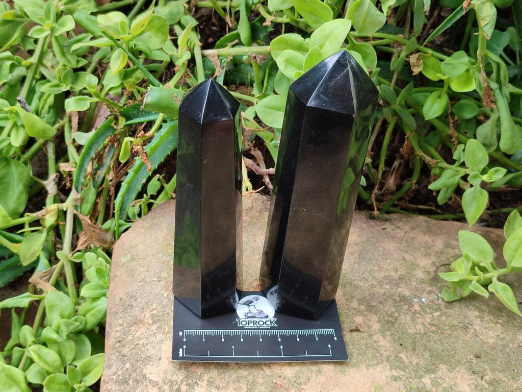 Polished Black Basalt Display Crystals x 5 From Madagascar - Toprock Gemstones and Minerals 