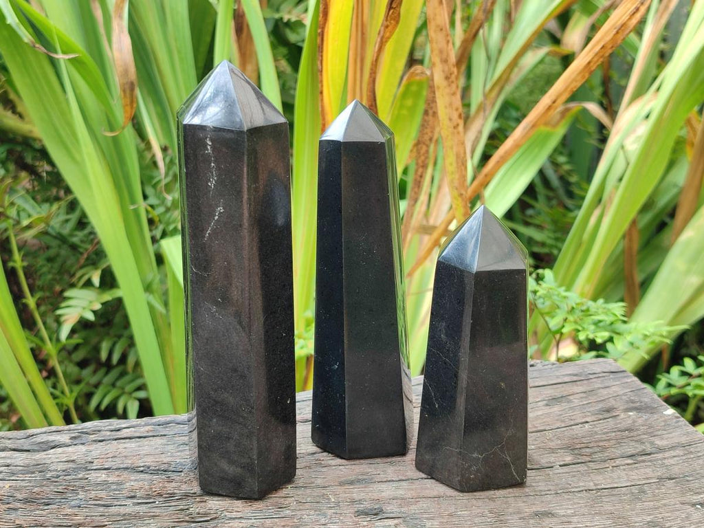 Polished Black Basalt Display Crystals x 5 From Madagascar - Toprock Gemstones and Minerals 