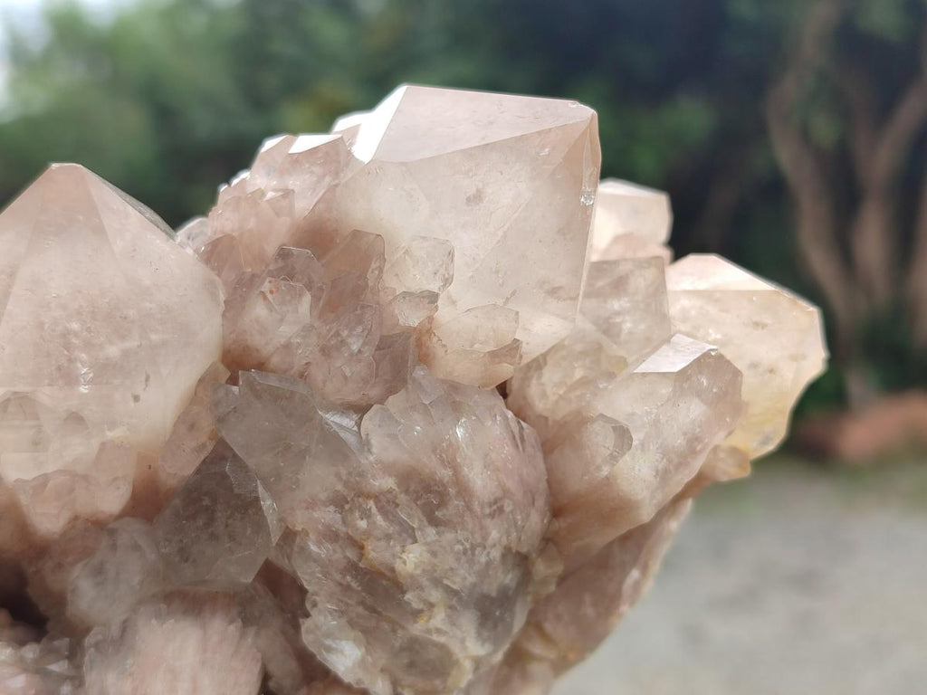 Natural Golden Smokey Phantom Quartz Clusters x 2 From Luena, Congo - Toprock Gemstones and Minerals 