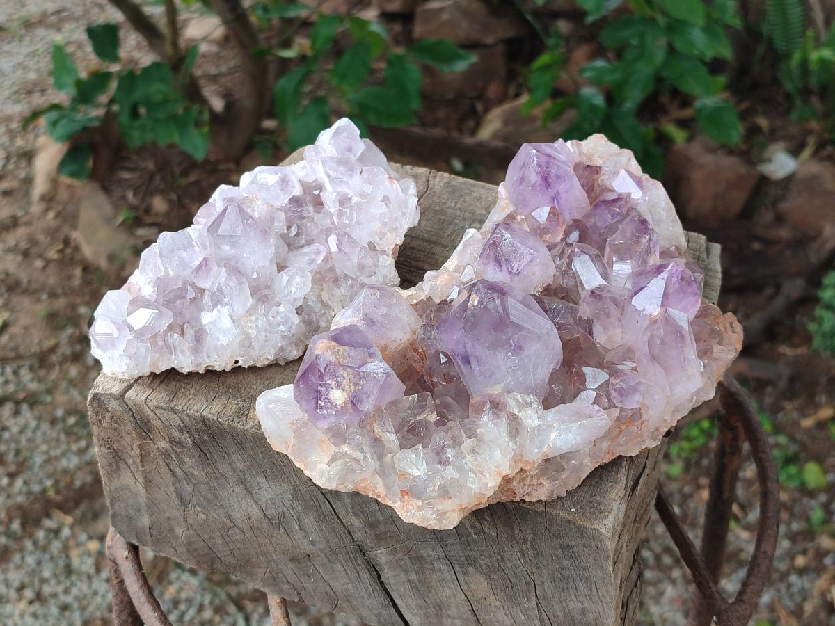 Natural Jacaranda Amethyst Crystal Clusters x 2 From Mumbwa, Zambia - Toprock Gemstones and Minerals 