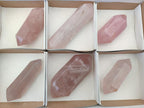 Polished Large Double Terminated Gemmy Rose Quartz Crystals x 6 From Madagascar - Toprock Gemstones and Minerals 