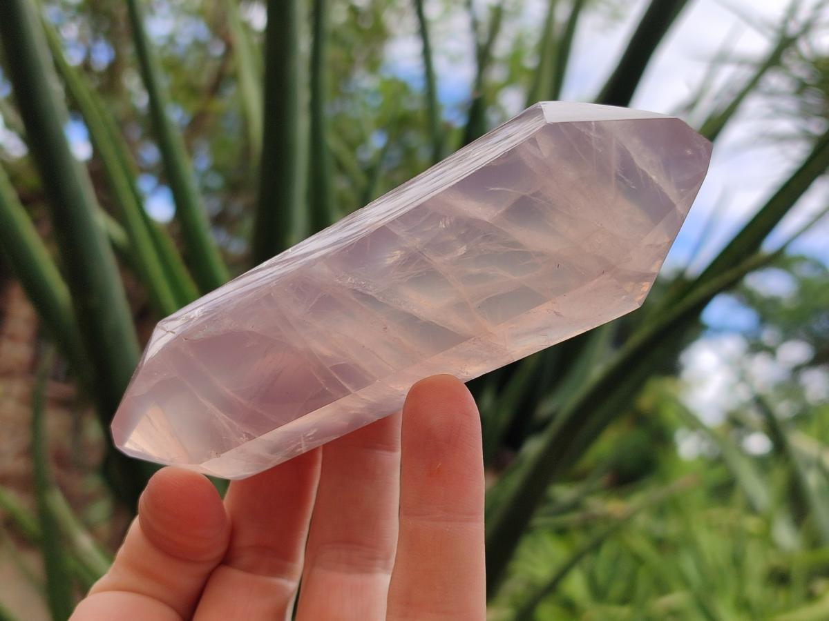 Polished Large Double Terminated Gemmy Rose Quartz Crystals x 6 From Madagascar - Toprock Gemstones and Minerals 