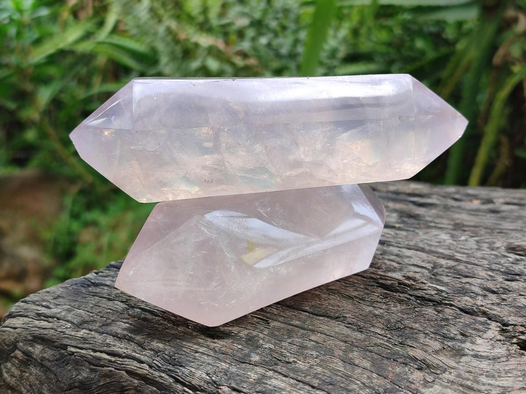 Polished Large Double Terminated Gemmy Rose Quartz Crystals x 6 From Madagascar - Toprock Gemstones and Minerals 