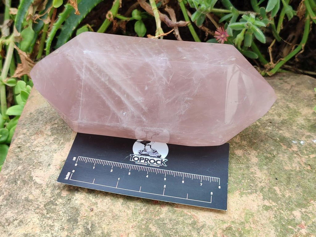 Polished Large Double Terminated Gemmy Rose Quartz Crystals x 6 From Madagascar - Toprock Gemstones and Minerals 
