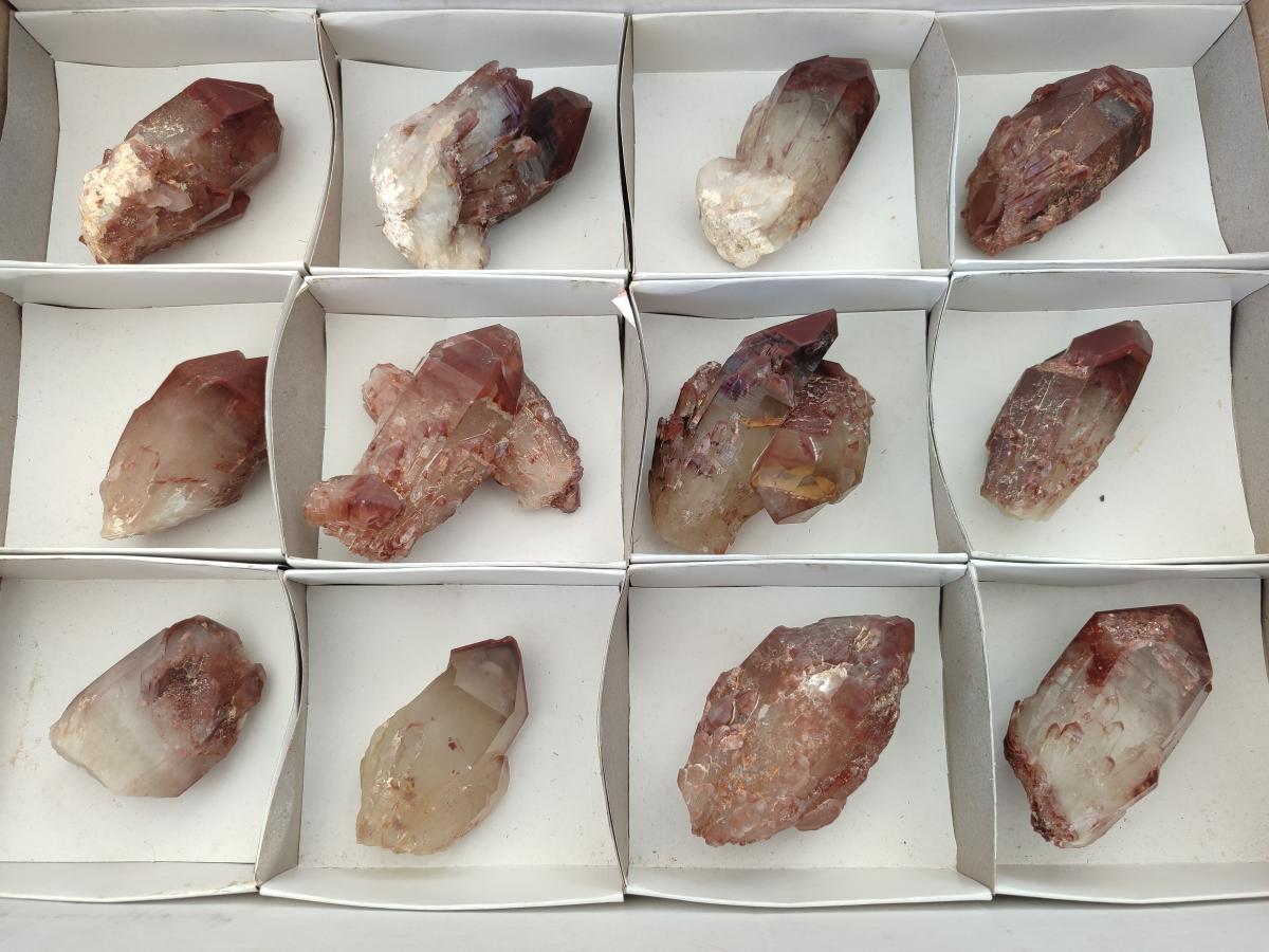 Natural Red Hematoid Quartz Crystals and Clusters x 12 From Karoi, Zimbabwe - Toprock Gemstones and Minerals 