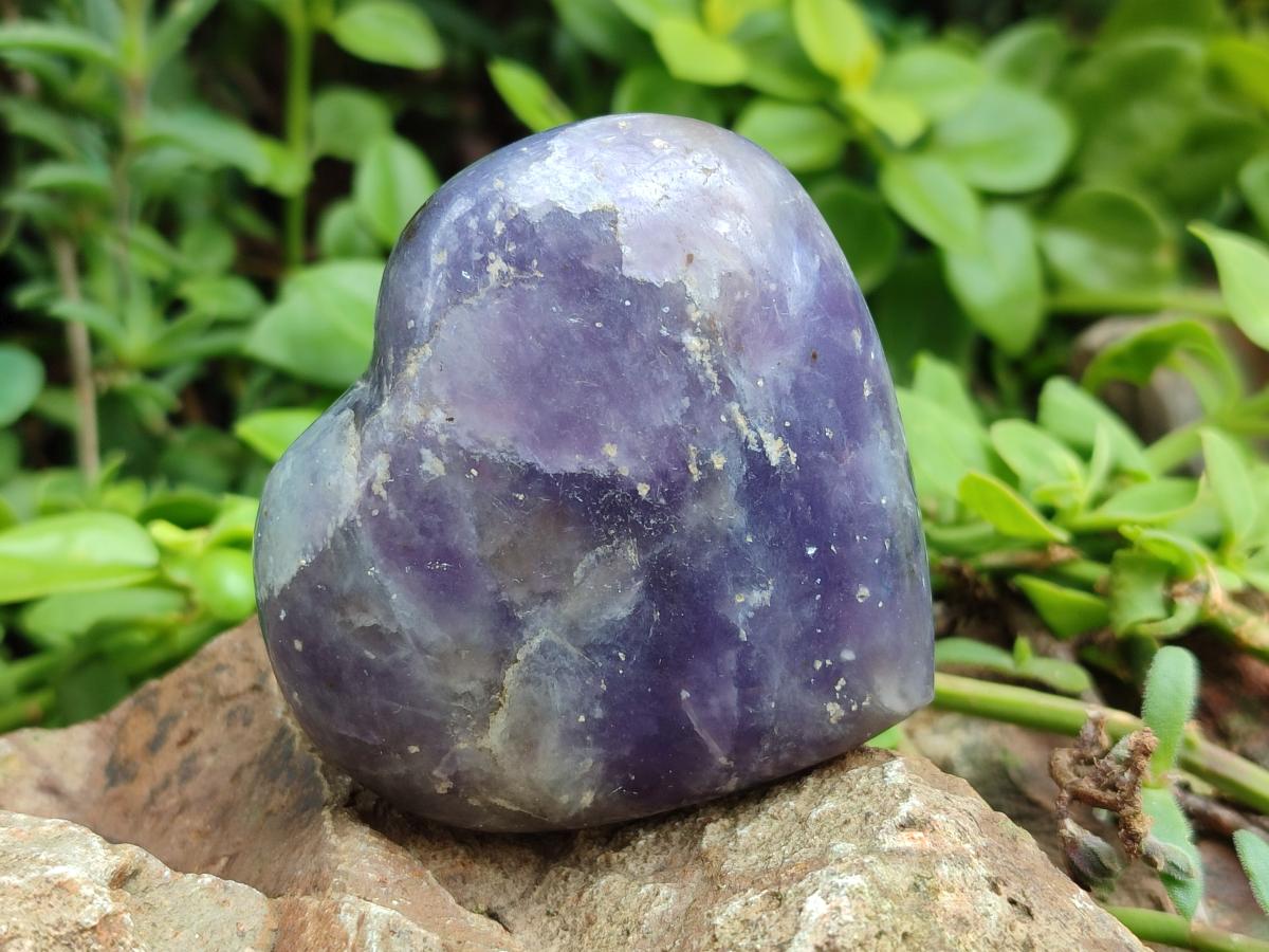 Polished Large Lepidolite and Smokey Quartz Hearts x 12 From Ambatondrazaka, Madagascar - Toprock Gemstones and Minerals 