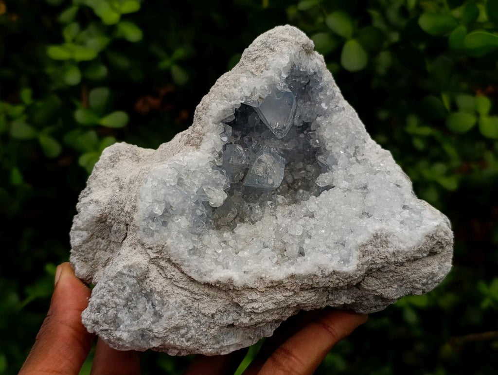 Natural Blue Celestite Geode Specimens x 2 From Sakoany, Madagascar - Toprock Gemstones and Minerals 