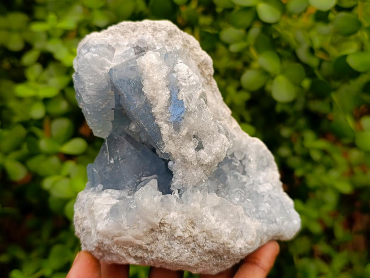 Natural Blue Celestite Geode Specimens x 2 From Sakoany, Madagascar - Toprock Gemstones and Minerals 