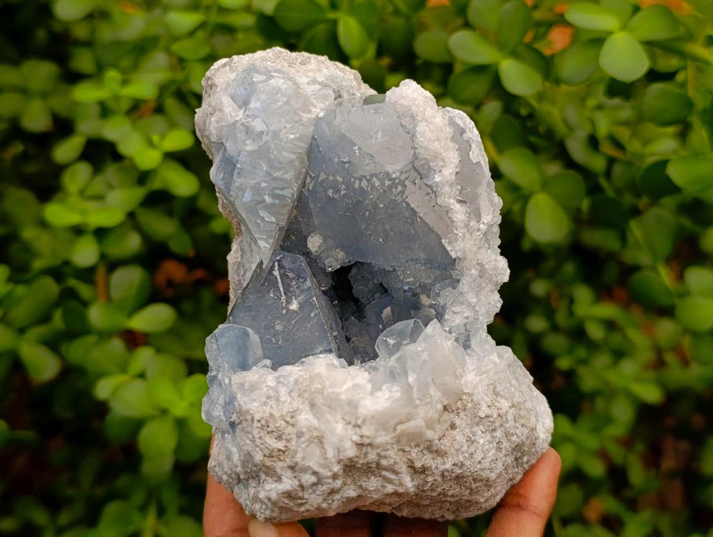 Natural Blue Celestite Geode Specimens x 2 From Sakoany, Madagascar - Toprock Gemstones and Minerals 