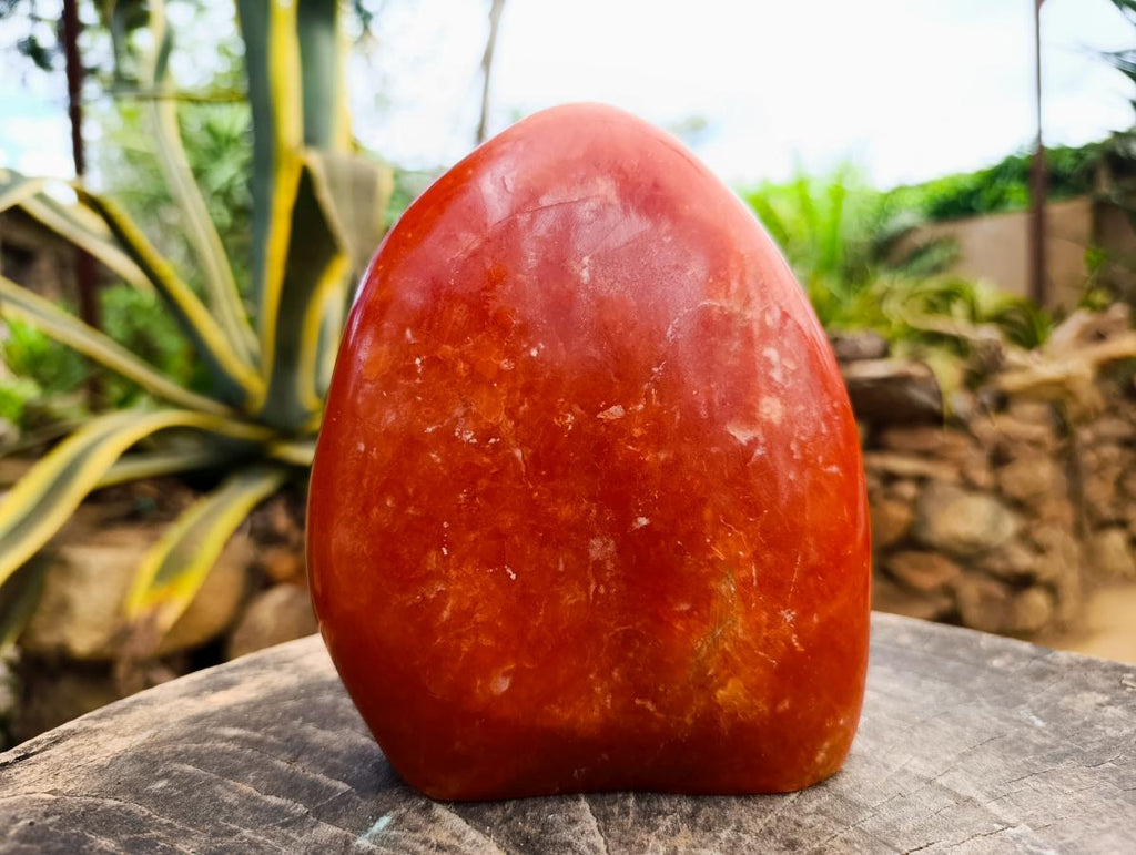 Polished Large Deep Orange Calcite Standing Free Form x 1 From Madagascar - Toprock Gemstones and Minerals 