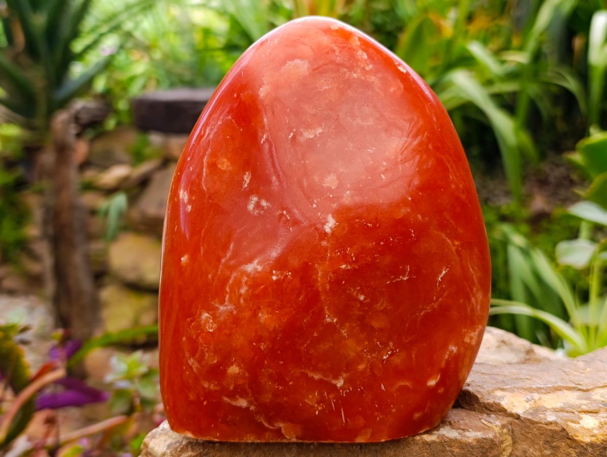 Polished Large Deep Orange Calcite Standing Free Form x 1 From Madagascar - Toprock Gemstones and Minerals 