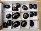 Polished Black Tourmaline Galets x 16 From Madagascar - Toprock Gemstones and Minerals 