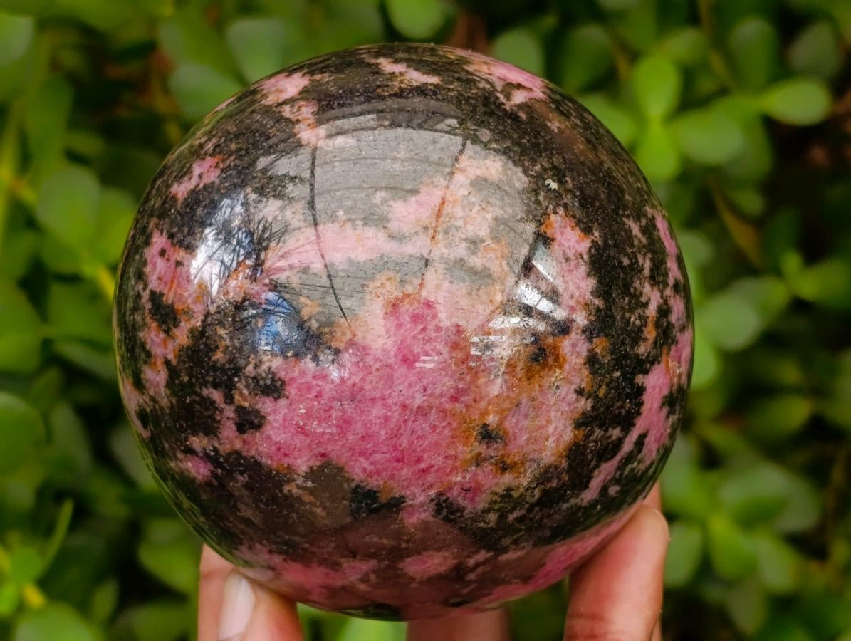 Polished Rhodonite Gemstone Spheres x 2 From Ambindavato, Madagascar - Toprock Gemstones and Minerals 