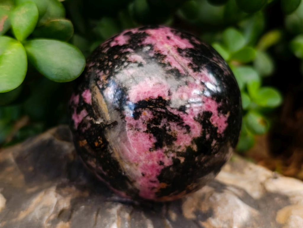 Polished Rhodonite Gemstone Spheres x 2 From Ambindavato, Madagascar - Toprock Gemstones and Minerals 