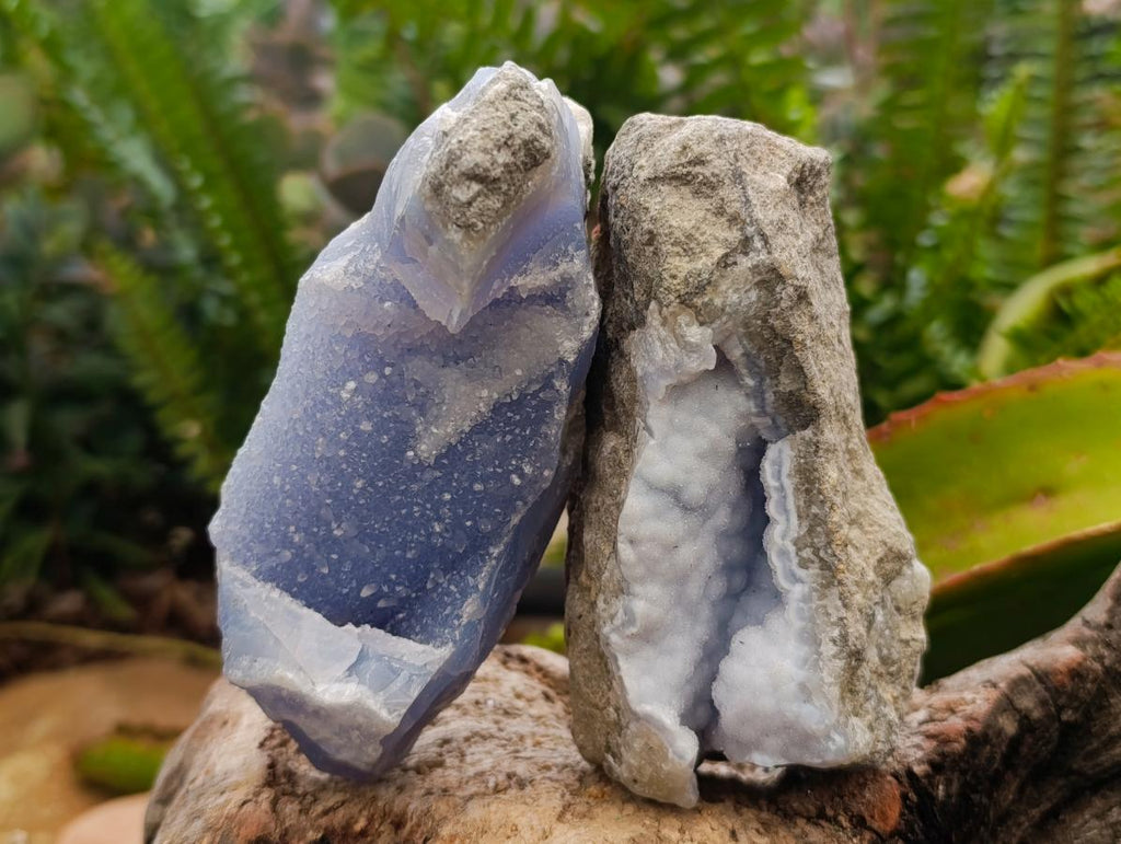 Natural Blue Lace Agate Clusters Specimens x 6 From Nsanje, Malawi - Toprock Gemstones and Minerals 