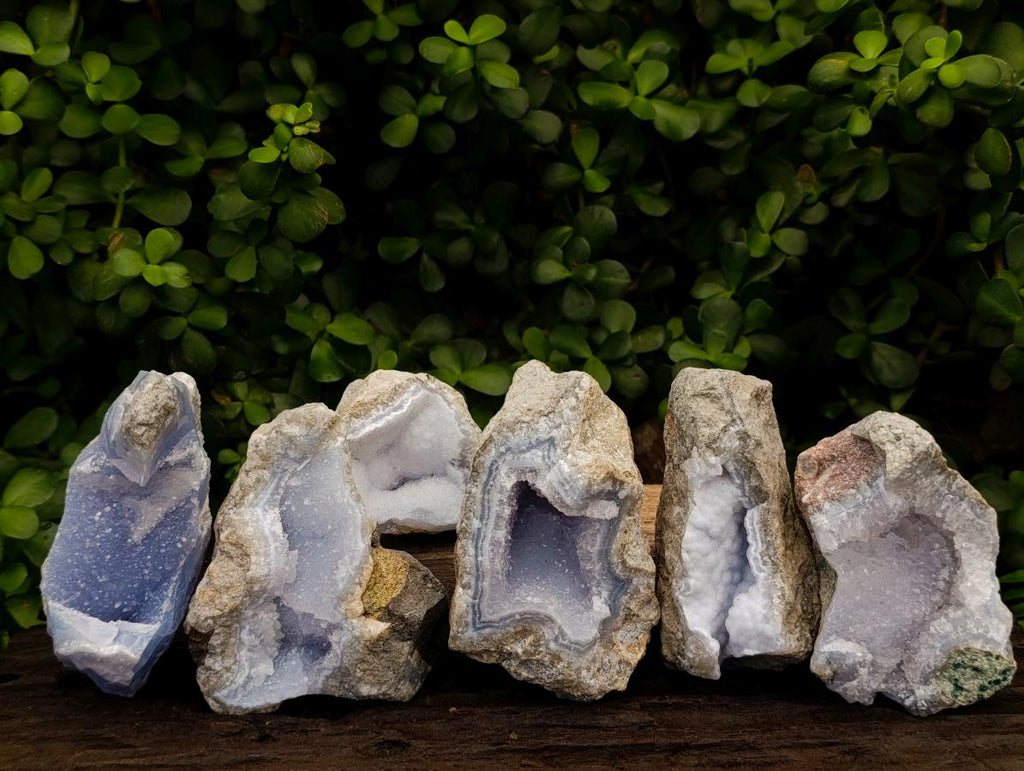 Natural Blue Lace Agate Clusters Specimens x 6 From Nsanje, Malawi - Toprock Gemstones and Minerals 