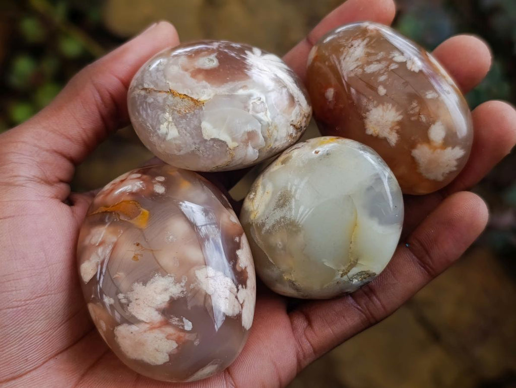 Polished Flower Agate Palm Stones x 24 From Antsahalova, Madagascar - Toprock Gemstones and Minerals 