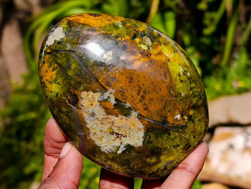 Polished Green Opal Standing Free Forms x 3 From Betroka, Madagascar - Toprock Gemstones and Minerals 