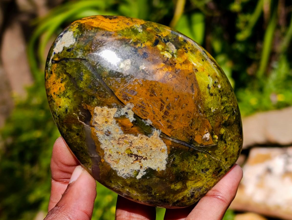 Polished Green Opal Standing Free Forms x 3 From Betroka, Madagascar - Toprock Gemstones and Minerals 