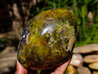 Polished Green Opal Standing Free Forms x 3 From Betroka, Madagascar - Toprock Gemstones and Minerals 